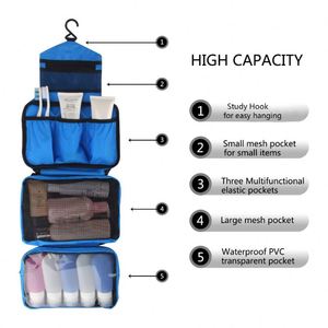 Women's Multi-Function Hanging Cosmetic Bag Sechunk Waterproof Travel for Toiletry Makeup Bag with Zipper Closure Made of - Product Image 2