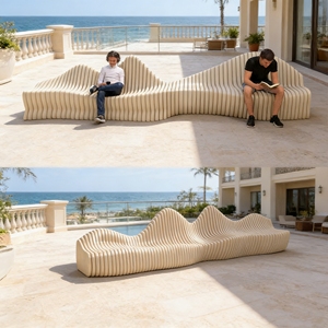 Silla de Madera Hecha a Mano Y511, Asiento Elegante para Zonas Comerciales, Estructura Artística en Forma de Rodaja, Silla de Descanso para Entrada de Centro Comercial - Product Image 6