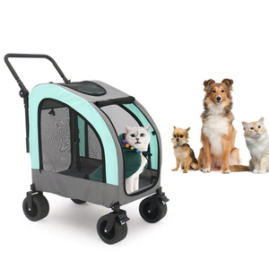 E-RIKE köpek kedi katlanır sepet kamp nefes örgü katlanabilir evcil vagon ile dönebilir tekerlekler - Product Image 1