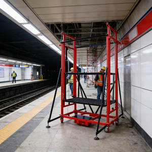 Plataforma Elevatória Elétrica Dobrável Portátil de 2-12m para Andaimes, Capacidade de 300kg/500kg - Nova e em Promoção! - Product Image 1