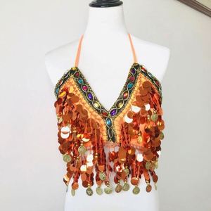 Shiny Sequins Halter <strong>Bra</strong> Top for Ladies Performance Wear on Festival Boho Clubbing <strong>Tribal</strong> Salsa <strong>Belly</strong> <strong>Dance</strong> BH Top - Product Image 4