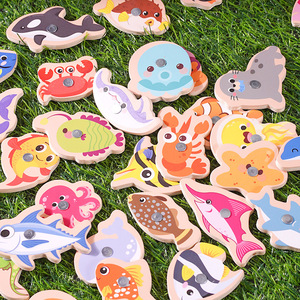 Jouets de pêche magnétiques JK, 33 pièces, animaux marins en bois, éducatifs pour enfants de 3 à 6 ans, garçons et filles - Product Image 3
