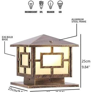 Lámparas de Columna para Exteriores de 40*40cm, IP65 Impermeables, Lámpara de Poste para Patio, Luz de Pilar de Aluminio Antioxidante para Jardín - Product Image 6