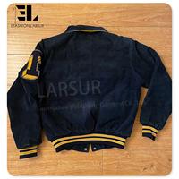 LARSUR Blouson de détresse vintage personnalisé veste universitaire en velours côtelé pour hommes broder Chenille Applique Crop Baseball Letterman vestes