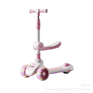 Childrens Scooter 3 In 1 Rideable Seated With Flashing Wheels Unicorn Design For Ages 2 8 Height Adjustable - Product Image 3