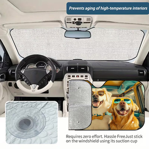 Pare-soleil de <span class=keywords><strong>voiture</strong></span> en aluminium OEM avec motif de chiens amusants, <span class=keywords><strong>protection</strong></span> UV universelle <span class=keywords><strong>pour</strong></span> pare-brise avant avec impression de chiots mignons <span class=keywords><strong>pour</strong></span> la conduite - Product Image 3