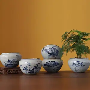 Quality Cheap Price Jingdezhen retro ceramics plant pot small pots blue and white ceramic pots for indoor plants
