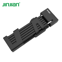 Kunci Lipat Sepeda Motor/Sepeda JinJian Model 825 Baja Karbon Berkualitas Tinggi Anti-Pemotongan Anti-Pencurian dengan Braket