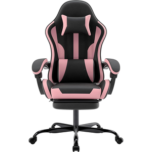 Sillón giratorio <span class=keywords><strong>rosa</strong></span> de alta calidad para mujer, cómodo sillón de ordenador para juegos, oficina moderna, ergonómico, reclinable, silla para juegos de PU para adultos - Product Image 1
