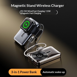 Banco de Energía Inalámbrico Magnético de 10000mAh con Carga Rápida QC3.0 de 22.5W, Mini Cargador 3 en 1, 2 Cables Integrados, Correa y Activación Automática - Product Image 1
