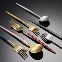 Ensemble de couverts de style nordique en acier inoxydable poli miroir réutilisable-fourchette couteau cuillère cuillère à thé pour mariages hôtels restaurants