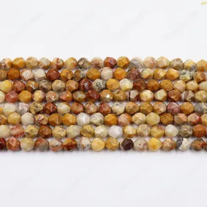 Natural Faceted Diamond Cut Crazy Lace Agate Stone Beads Loose For DIY Jewelry Making 6mm 10mm 8mm