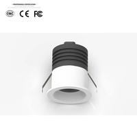 Mini spot LED encastré sans cadre en aluminium COB de 3W/5W, D30mm, moderne, IP44, petite taille, pour usage hôtelier, avec CRI 90