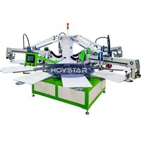 Máquina de serigrafía rotativa de 4 colores para imprimir camisetas/bolsas/etiquetas para prendas con mesa de trabajo de gran tamaño