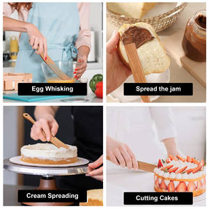 Utensilios de Cocina, Batidor de Masa Antiadherente con Mango Largo de Madera de Acacia, Espátula Delgada para Mezclar, para Masa Madre, Alcanza el Fondo del Tarro - Product Image 5