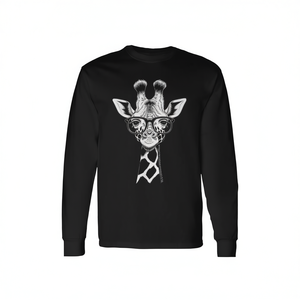 T-shirt a maniche lunghe con grafica giraffa, design casual estivo per amanti degli animali - Product Image 2