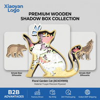 Estatua de Gato Art Deco Personalizada en Madera Contrachapada con Capas 3D |   Caja de Sombra Floral para Decoración del Hogar |   Tallado de Madera de Animales Personalizado al por Mayor 2026