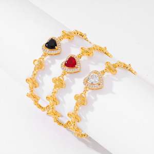 High Quality Romantic love Fashion Design <b>Copper</b> Plated Real Gold Zircon <b>Bracelet</b> Does Not Fade Female <b>Bracelet</b> Wrist Jewelry - Product Image 1