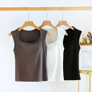 Wholesale High Quality Pumpkin Neck Vest With Bra Pads No Steel Ring Slim And Comfortable Women Bottom Shirt