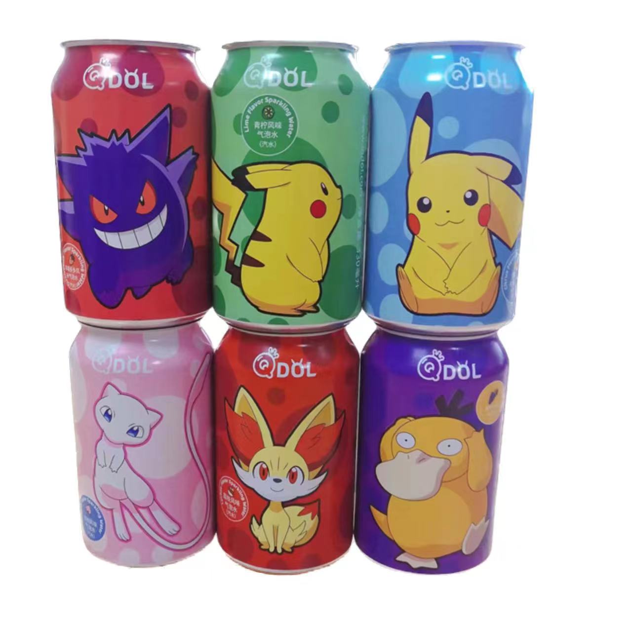 Vente en gros d'eau gazeuse Pikachu saveur pêche blanche 330ml * 24 canettes boissons boissons gazeuses