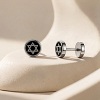 Pendientes de Acero Quirúrgico 316L con Símbolo Om Espiritual, Disco Redondo, Cruz Gótica, Yoga, Zen, para Piercing de Tragus y Hélix