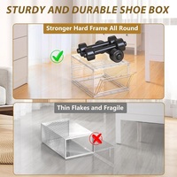 Boîtes de rangement pour chaussures en plastique transparent empilables en gros personnalisées, boîte de rangement pour chaussures de grande taille