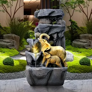 Hot Sale <strong>Elephant</strong> Water Fountain with LED Lights, Resin Indoor Waterfall <strong>Decor</strong> for Home Office Feng Shui - Product Image 4