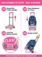 Nouveau design 2026 : Ensemble de 3 sacs à dos à roulettes licorne pour filles - Mochilas Escolares Con Ruedas Sac à Dos