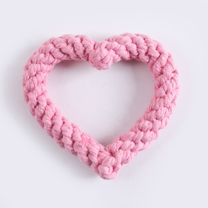 Giocattoli interattivi ODM/OEM a forma di cuore in corda di cotone per animali domestici resistenti al morso del cucciolo per la pulizia dei denti della corda di cotone - Product Image 3