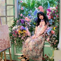 Dekorasi Jendela Pusat Perbelanjaan, Tempat Pernikahan, Lanskap Bunga Buatan Ungu Monet Garden, Bahan Plastik, Gaya Elegan