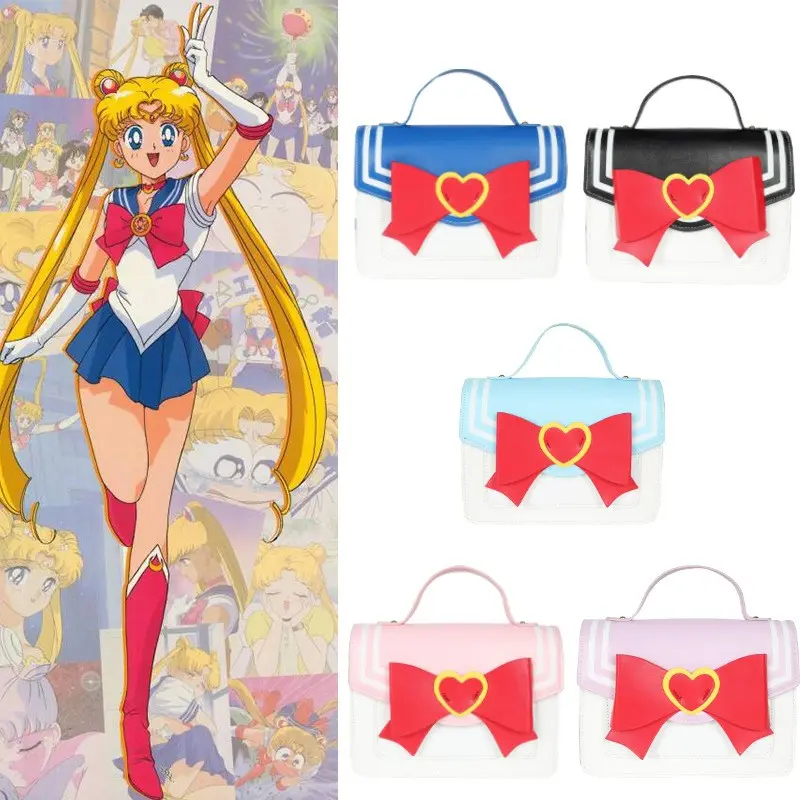 Fashion funny cute cartoon leather crossbody girls ladies hand bags Unique sailor moon lovely bow-knot purses and handbags 2022