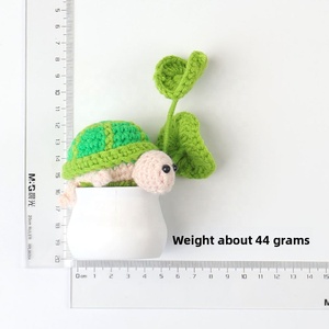 Finished Handmade Crocheted Turtle Toy in a Pot Cute Ocean-Themed Cartoon Animal Desktop Ornament - Product Image 5