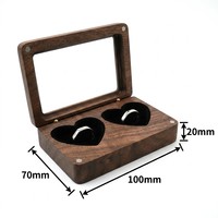 Boîte à alliances de mariage et de fiançailles en bois de noyer écologique Landy, avec couvercle transparent rectangulaire, logo gravé personnalisable