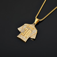 Messi 30 en acier inoxydable, best-seller européen et américain pour le n° Collier avec pendentif en diamant plaqué or 30 carats et chaîne en perles