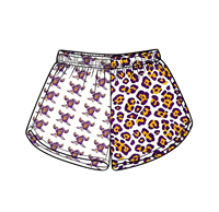 Shorts décontractés pour enfants personnalisés, shorts d'été à séchage rapide, taille haute, imprimé léopard, shorts pour filles