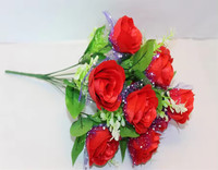 P-008 12 têtes corail soie rose fleurs