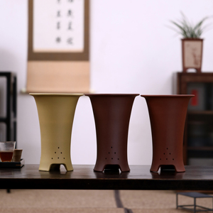Maceta de arcilla morada hecha a mano para orquídeas, suculentas y bonsáis, con orificios de drenaje, 12 cm de altura - Product Image 4