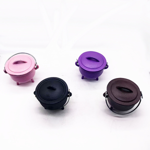 Calderone in Ghisa con Pentacolo per Streghe, Disponibile in Diversi Colori, per Decorazioni di Halloween - Product Image 2