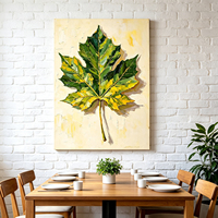 Peinture à l'huile abstraite moderne de feuilles vertes, peinte à la main, feuillage vibrant, toile texturée, art pour la décoration du salon
