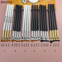 Pinceau Eyeliner Lame Ultra-fine à Tête Plate, Pinceau Sourcils Fin Biseauté, Stylo Eyeliner, Outil de Maquillage Portable, Manche en Bois Blanc