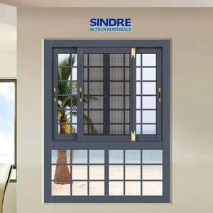 उच्च सुरक्षा एल्यूमीनियम फ्रेंच डिजाइन डबल ग्लेज्ड स्लाइडिंग खिड़कियां और घर और विला के लिए ग्रिल के साथ दरवाजे - Product Image 1
