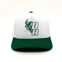 Casquette de baseball décontractée à 5 panneaux avec broderie personnalisée DR Bull Head Green Two Tone, taille universelle 55-61 cm