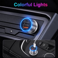 Cargador de Coche REMAX CC07 de 60W, Aleación de Aluminio, LED RGB, 3 Puertos, Doble USB-C PD 30W, USB-A 18W, Carga Rápida, Adaptador para Encendedor