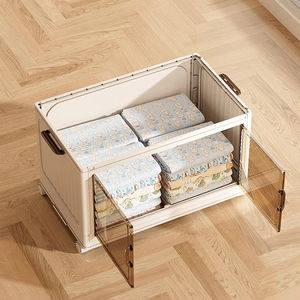 8095-1 Bacs de rangement avec couvercles Armoire de rangement empilable pliable avec roues Organisateurs et rangement de placard pliables en plastique - Product Image 1