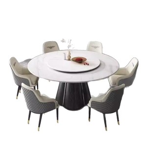 Mesa de comedor redonda con tapa giratoria para sala de estar, diseño minimalista moderno, uso para adultos y personas mayores - Product Image 5