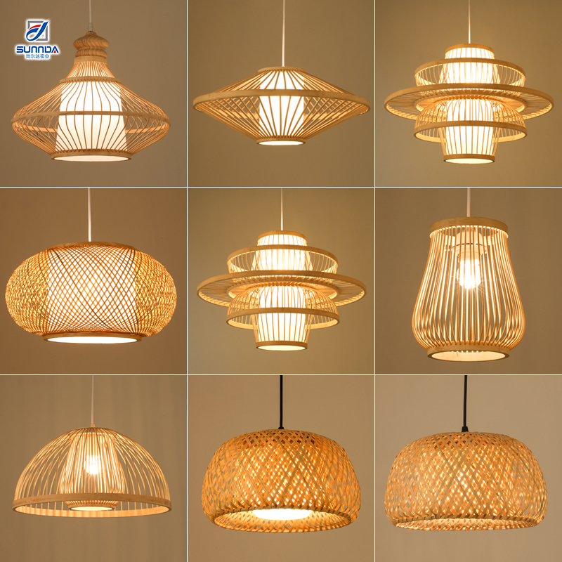 MODEBHD Handgeweven bamboe rotan decoratieve hanglamp, klokvormige rieten hanglamp schaduw, 11,8 B X 11,8 D X 11,8 H, mand lichtpunt, voor keukeneiland, hal decoratie kroonluchter