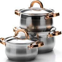 Ensemble d'ustensiles de cuisine 5 couches plus grande taille, bol à soupe antiadhésif, ustensiles de cuisine Induction 5 pièces, rose chaud, ustensiles de cuisine sans eau en acier inoxydable