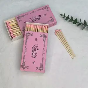 Cheap High Quality Wooden Stem Long Matches Pink Box Matches Customized Logo Aromatherapy Candle Promotion Pink Matches