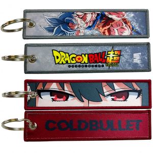 Manufacturer Wholesale Custom Designs Anime Sublimation Printed Woven Keychain Jet Tag Embroidery <b>Keyring</b> - Product Image 2