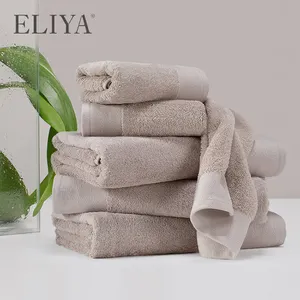 ELIYA Factory Direct Cheap Wholesale Supply Hotel Towels Bath Absorbent Cotton Face Bath Towel 600gsm Egyptian Cotton Towel Set
